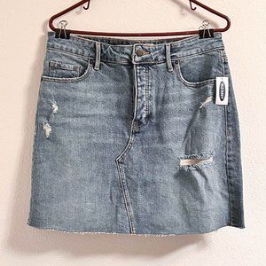 NWT Old Navy High-Waisted Button-Fly Ripped Cut-Off Jean Skirt